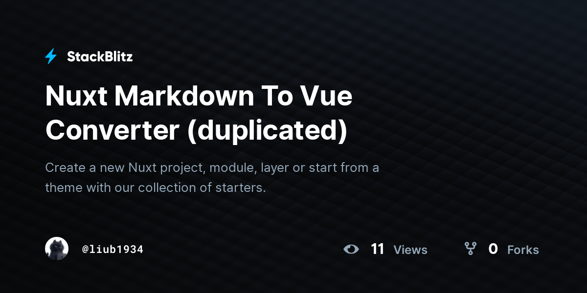 Nuxt Markdown To Vue Converter (duplicated) - StackBlitz