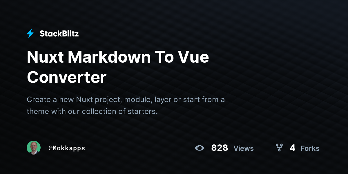 Nuxt Markdown To Vue Converter - StackBlitz