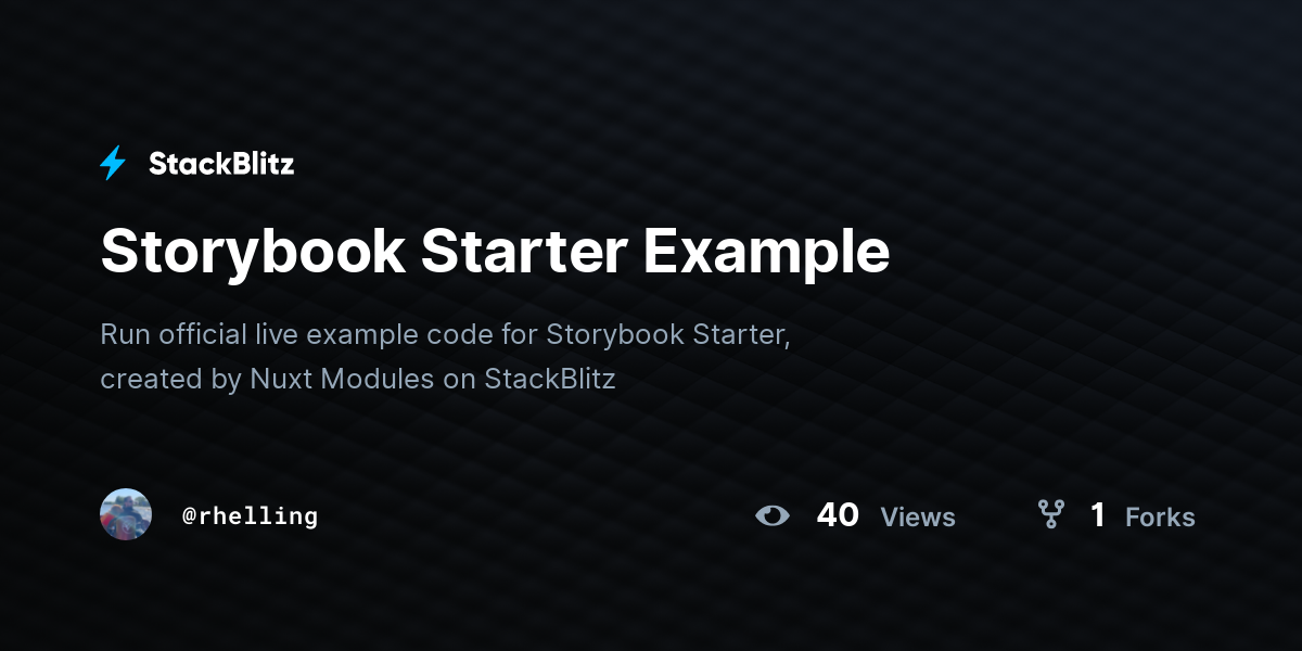 Storybook Starter Example - StackBlitz