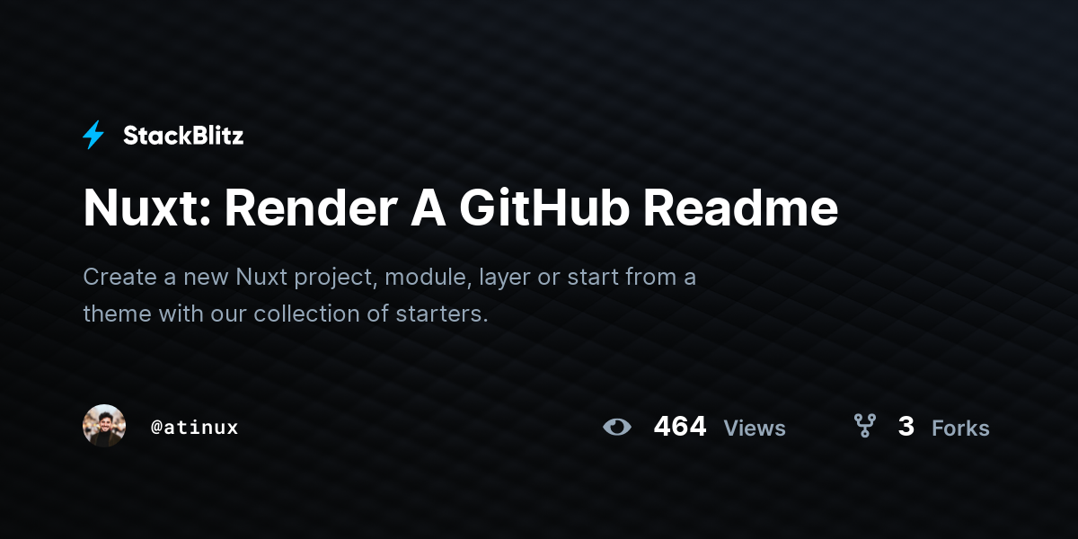 Nuxt: Render A GitHub Readme - StackBlitz