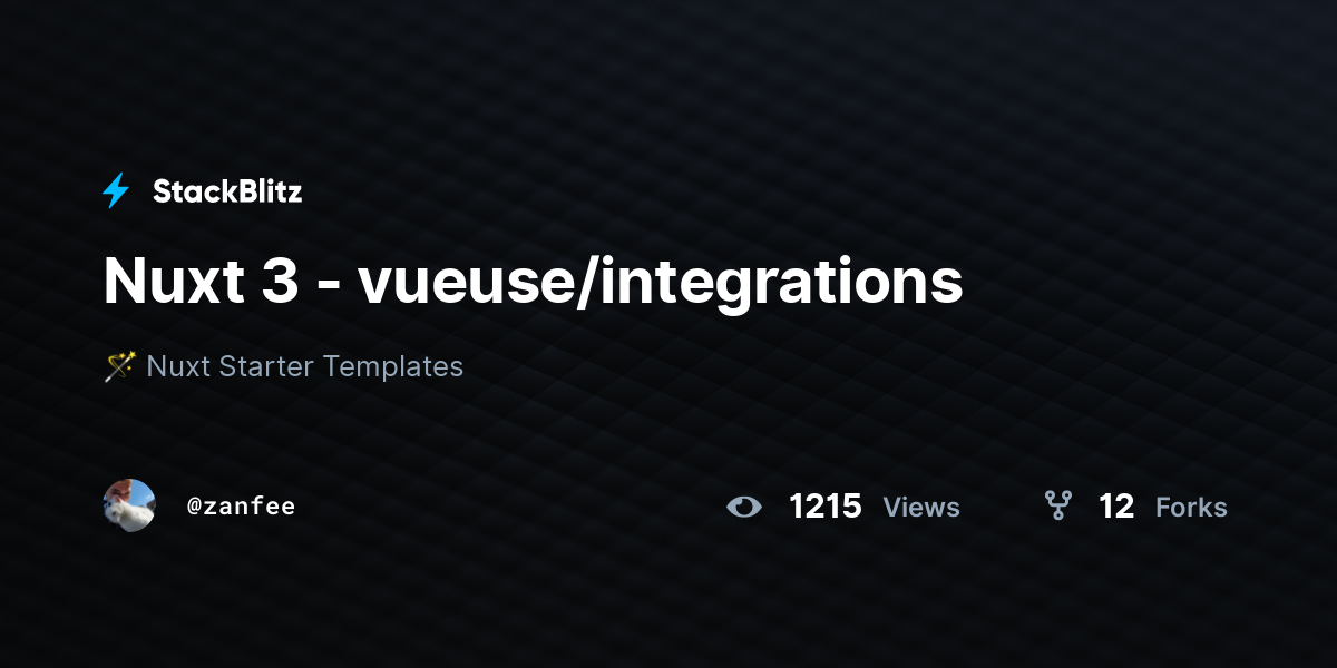 Nuxt 3 - vueuse/integrations - StackBlitz