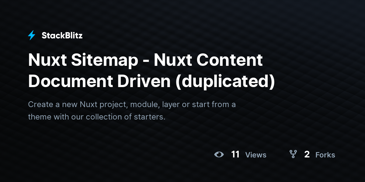 Nuxt Sitemap - Nuxt Content Document Driven (duplicated) - StackBlitz