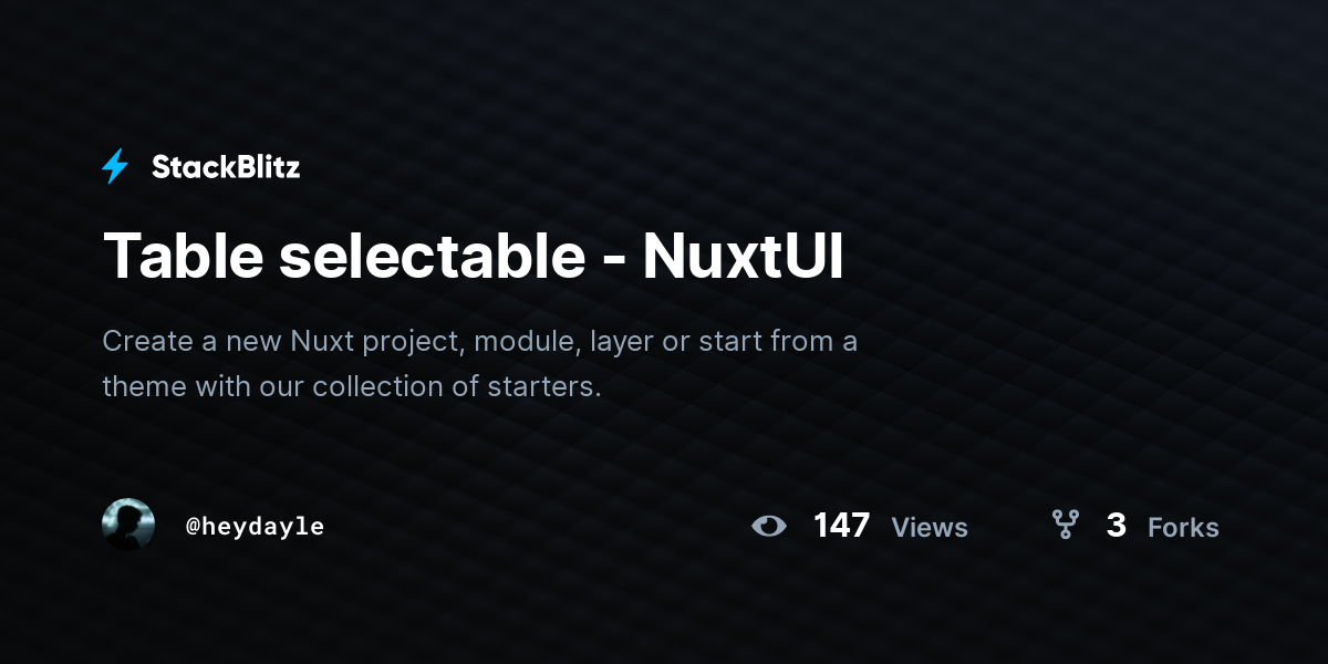 Table selectable - NuxtUI - StackBlitz
