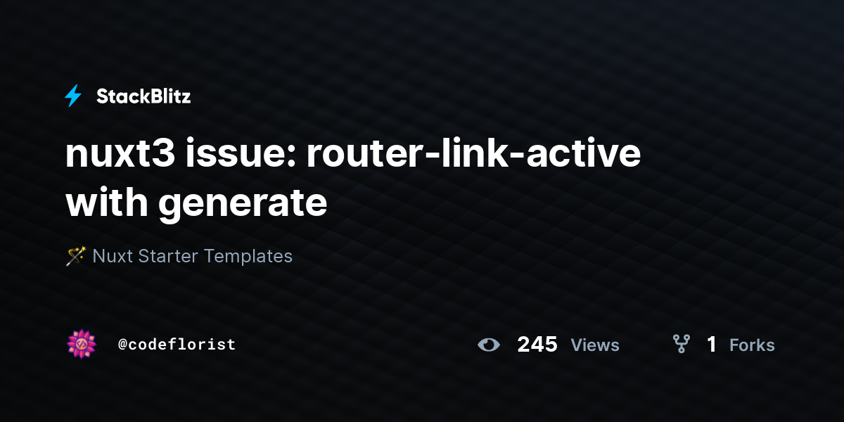 nuxt3 issue: router-link-active with generate - StackBlitz