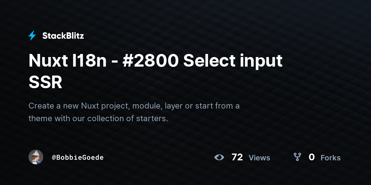 Nuxt I18n - #2800 Select input SSR - StackBlitz
