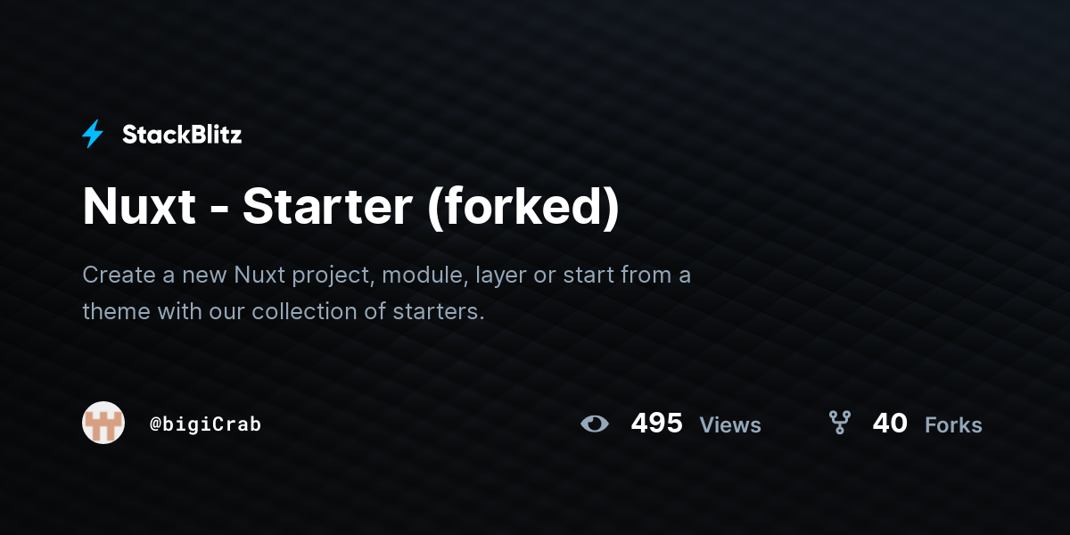 Nuxt - Starter (forked) - StackBlitz