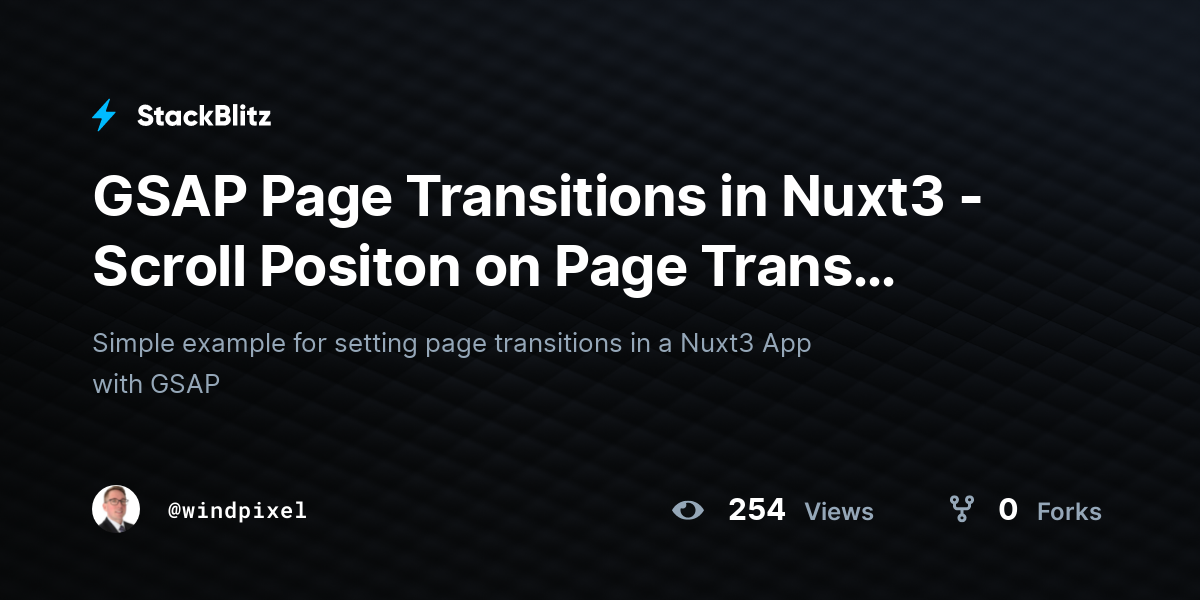 GSAP Page Transitions in Nuxt3 - Scroll Positon on Page Trans Route V2 ...