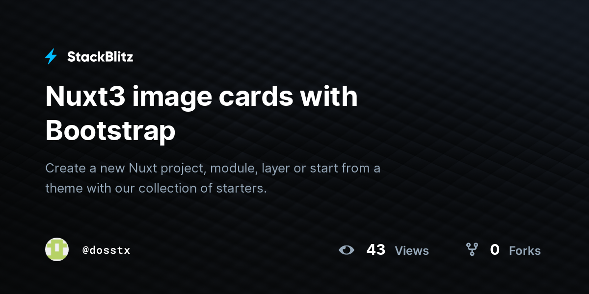 Nuxt3 image cards with Bootstrap - StackBlitz
