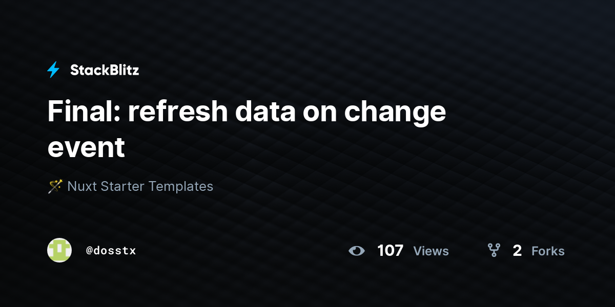 Final: refresh data on change event - StackBlitz