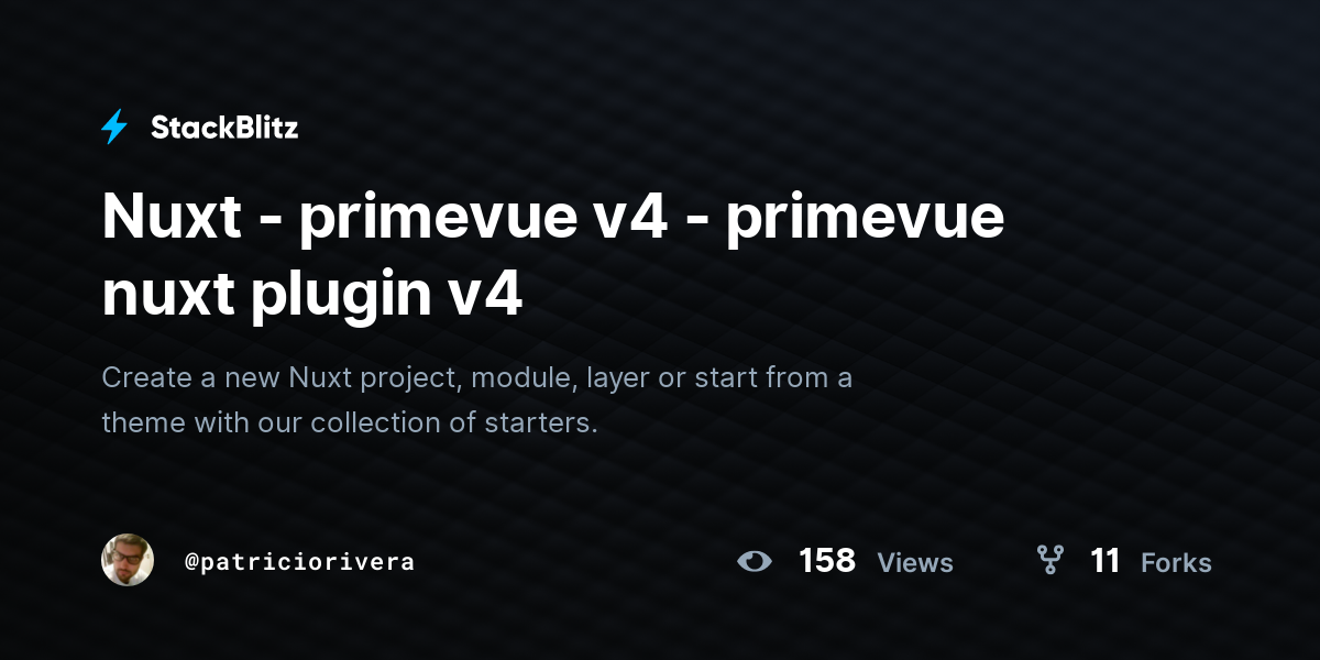 Nuxt - Primevue V4 - Primevue Nuxt Plugin V4 - StackBlitz