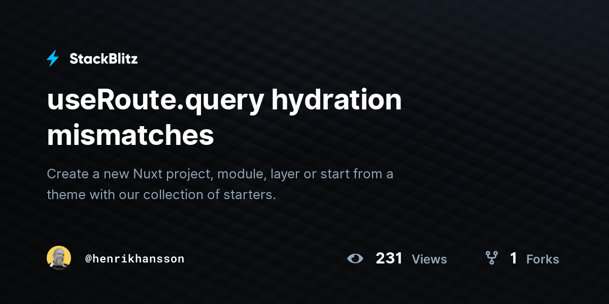 useRoute.query hydration mismatches - StackBlitz