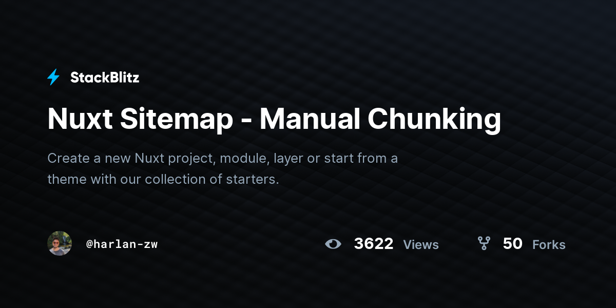 Nuxt Sitemap - Manual Chunking - StackBlitz