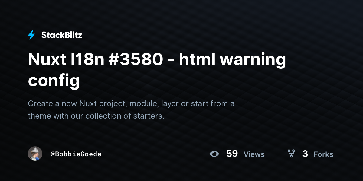 Nuxt I18n #3580 - html warning config - StackBlitz