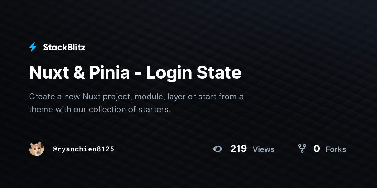 Nuxt & Pinia - Login State - StackBlitz