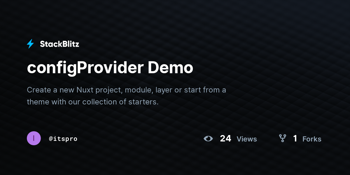 configProvider Demo - StackBlitz