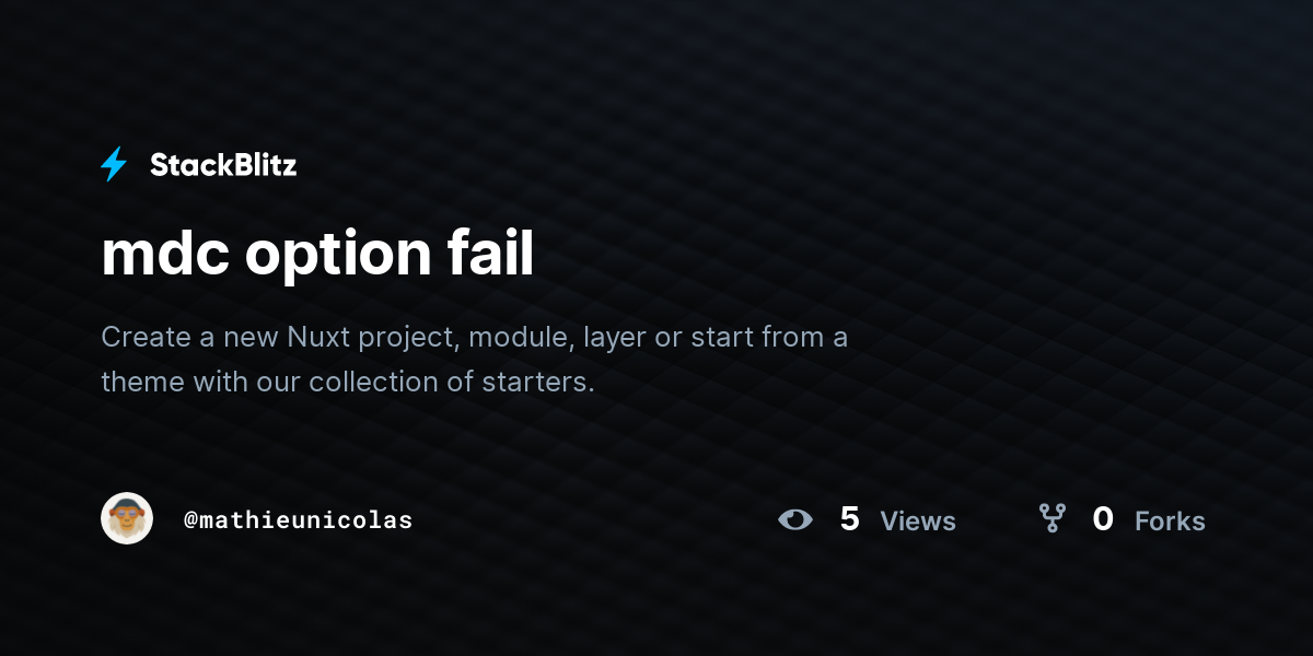 mdc option fail - StackBlitz