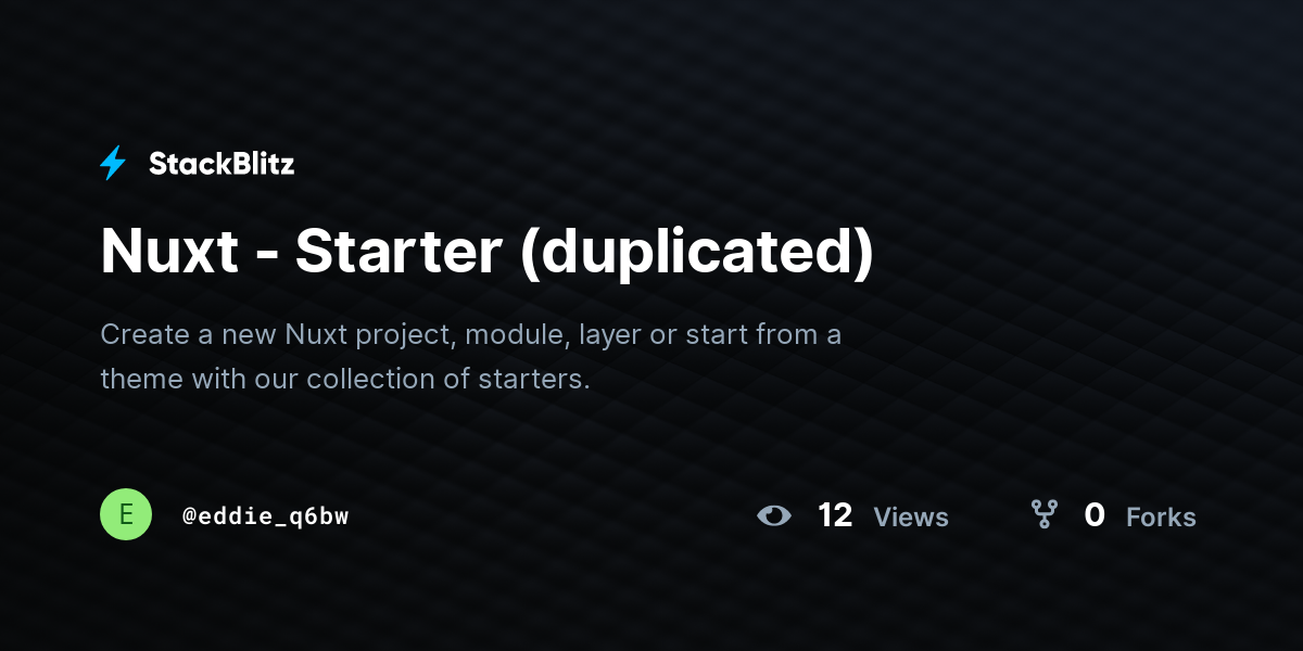 Nuxt - Starter (duplicated) - StackBlitz