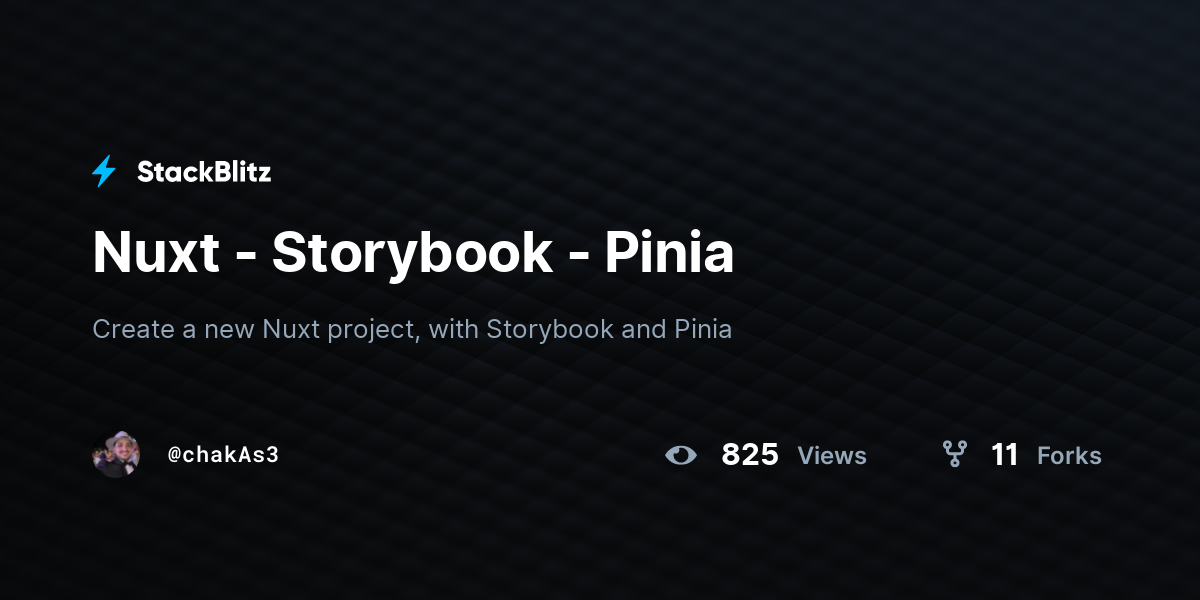 Nuxt - Storybook - Pinia - StackBlitz