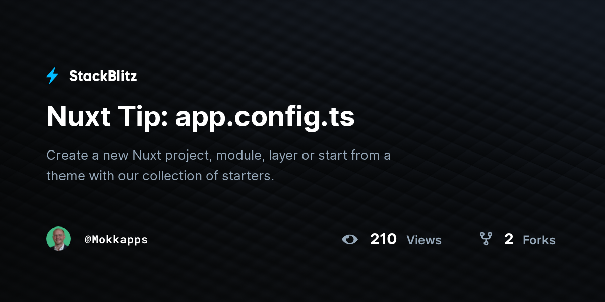 Nuxt Tip: app.config.ts - StackBlitz