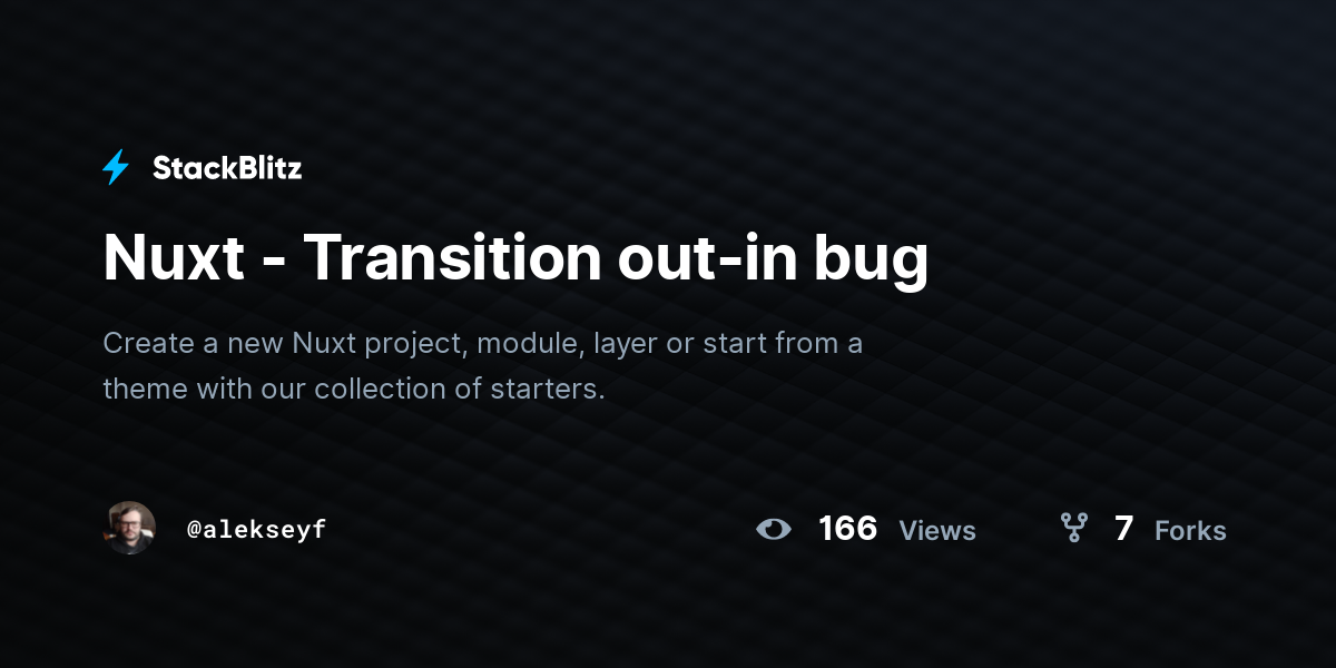 Nuxt - Transition out-in bug - StackBlitz