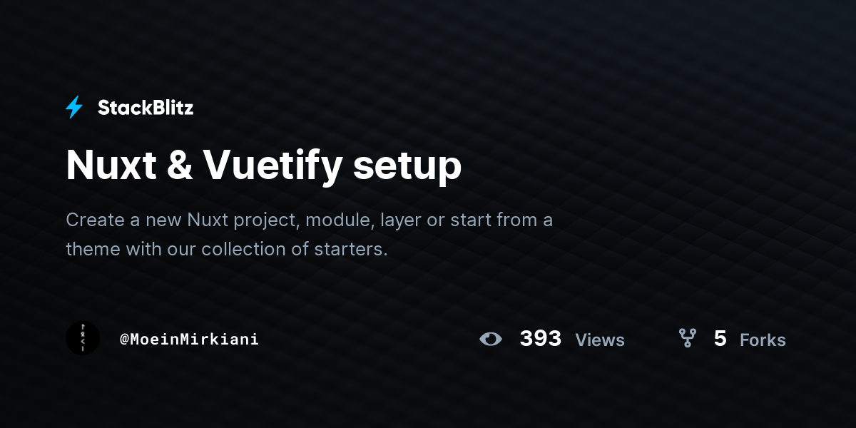 Nuxt & Vuetify setup - StackBlitz