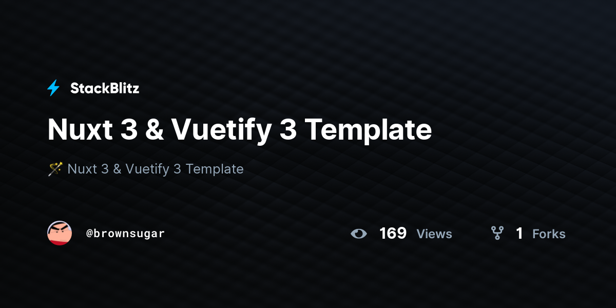 Nuxt 3 & Vuetify 3 Template StackBlitz