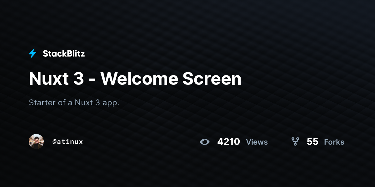 Nuxt 3 - Welcome Screen - StackBlitz