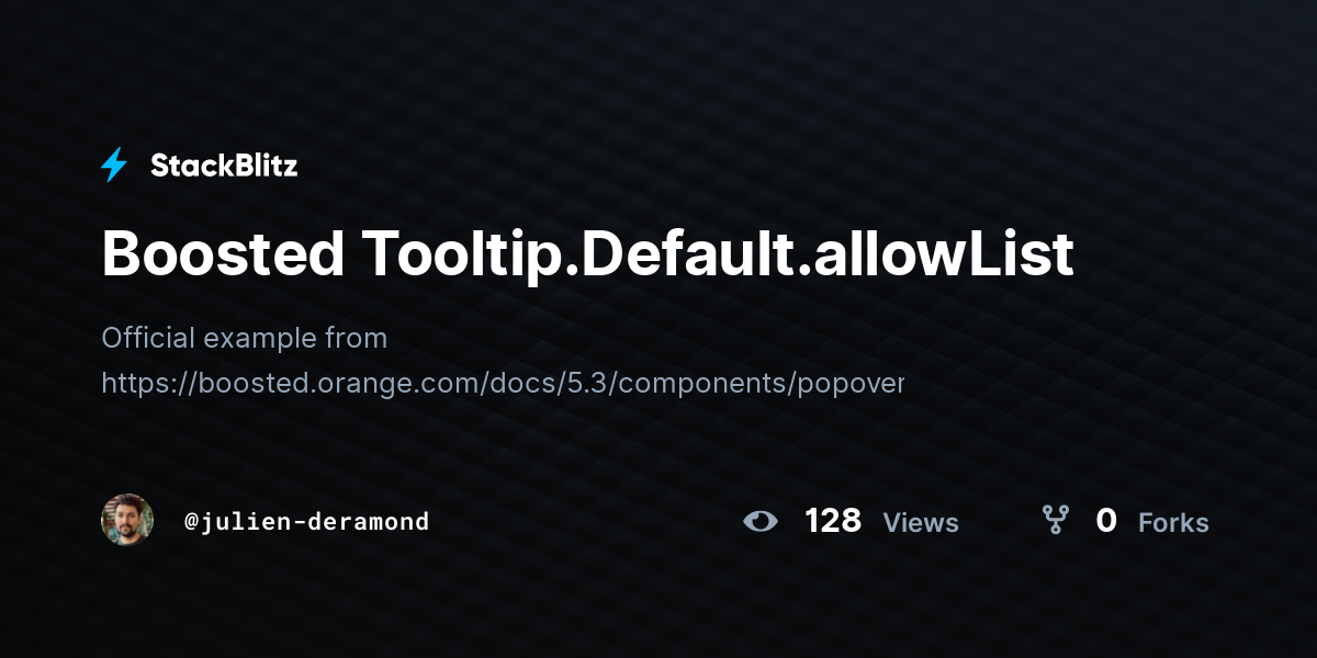 Boosted Tooltip.Default.allowList - StackBlitz