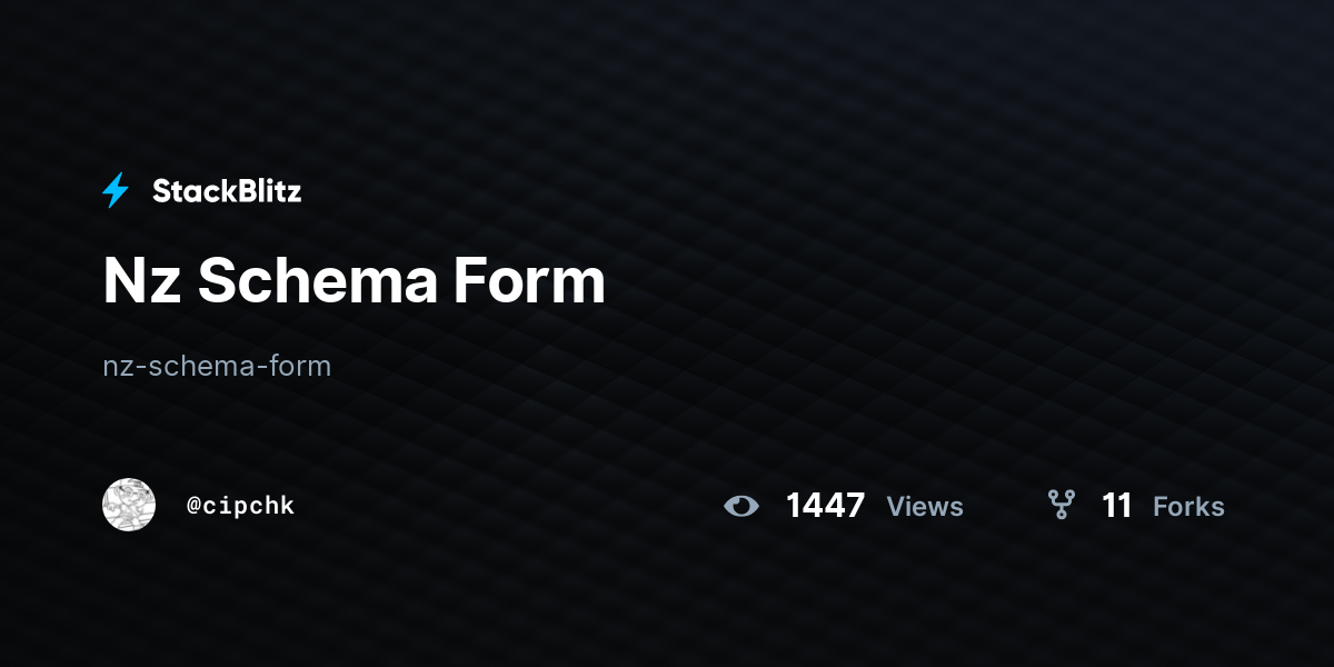 Nz Schema Form - StackBlitz