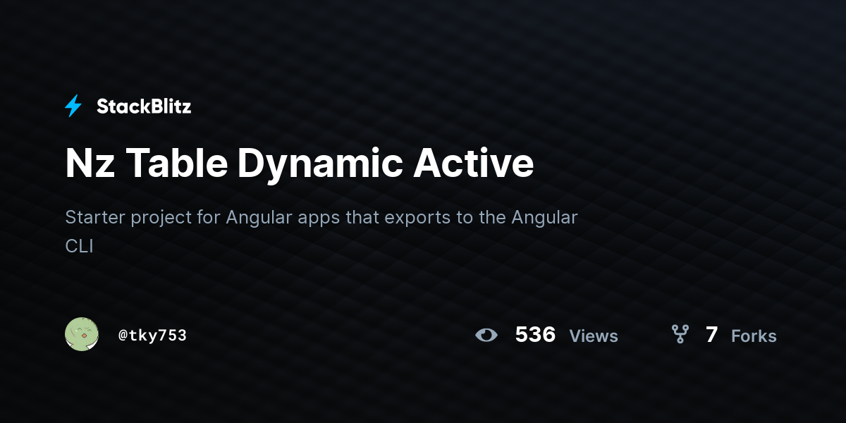 Nz Table Dynamic Active - StackBlitz