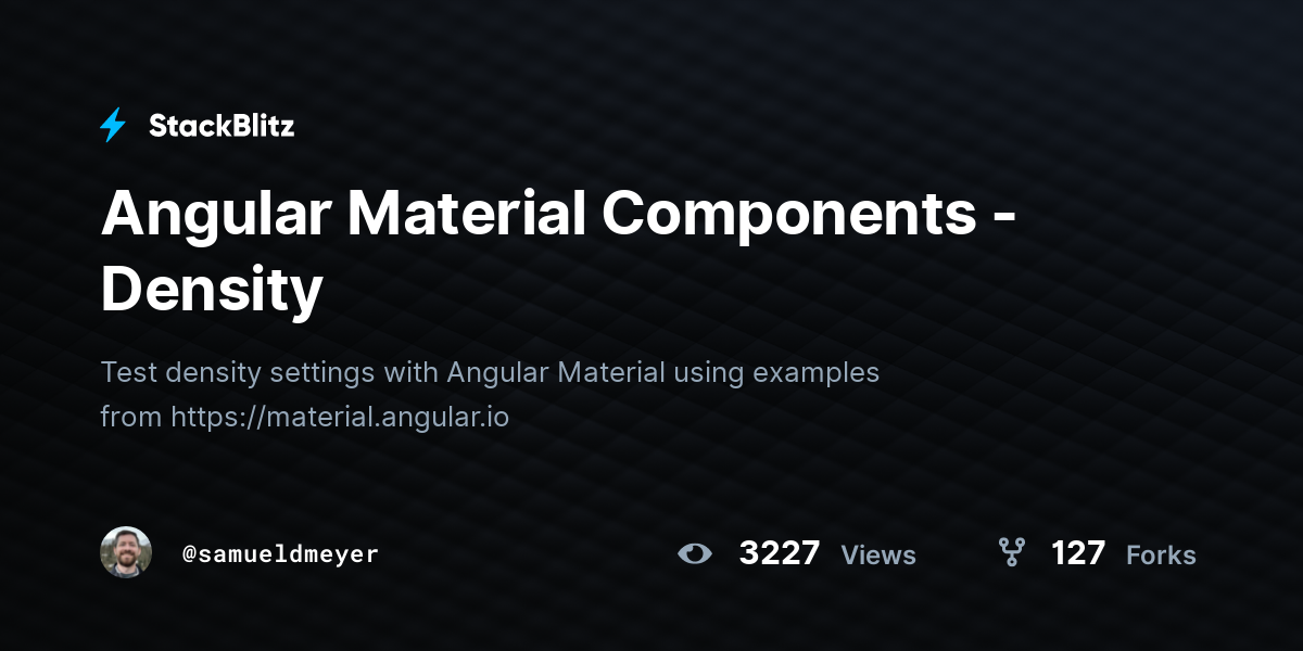 Angular Material Components Density StackBlitz