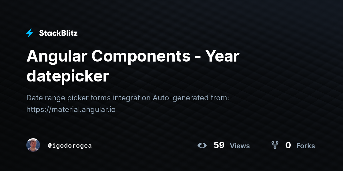 Angular Components - Year datepicker - StackBlitz