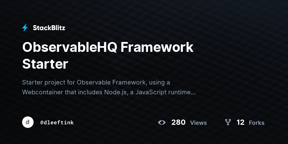 ObservableHQ Framework Starter - StackBlitz