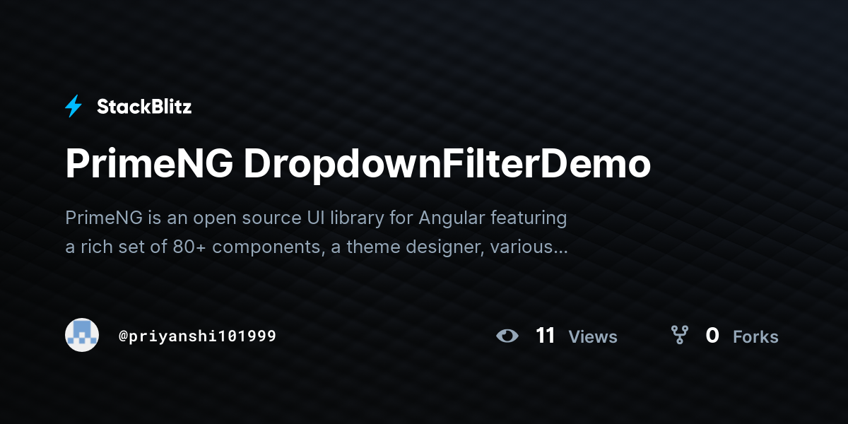 PrimeNG DropdownFilterDemo - StackBlitz