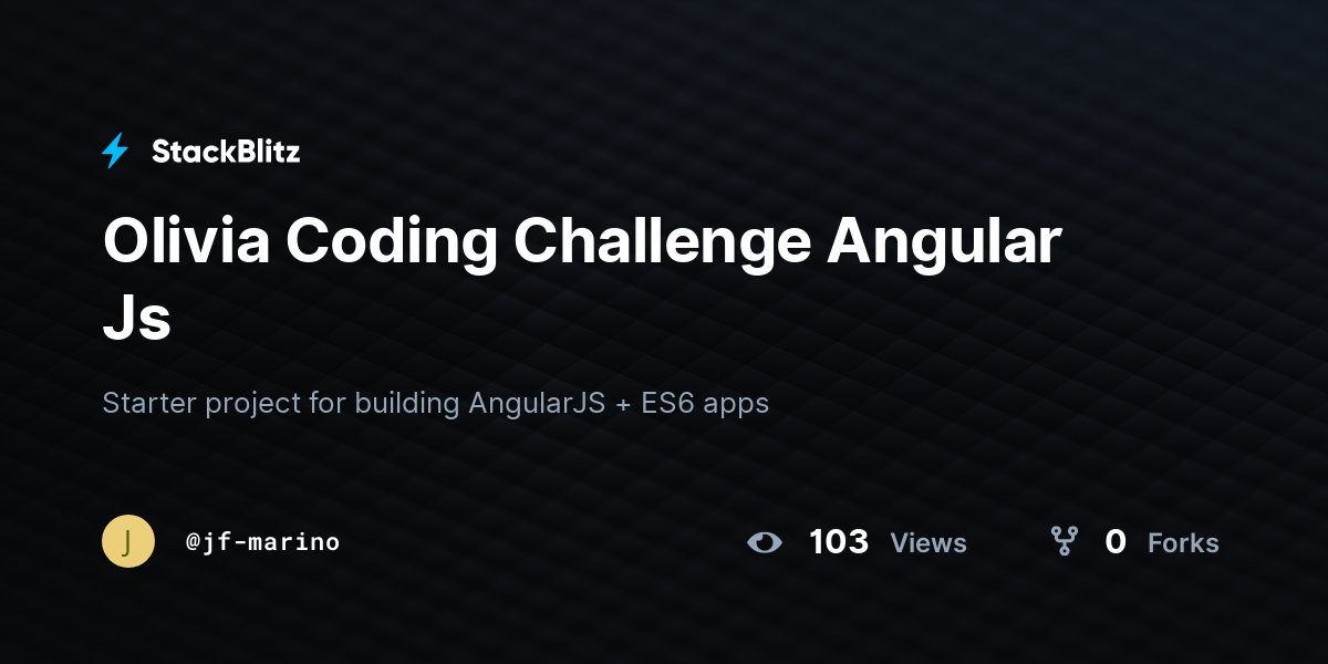 Olivia coding challenge angular js stackblitz
