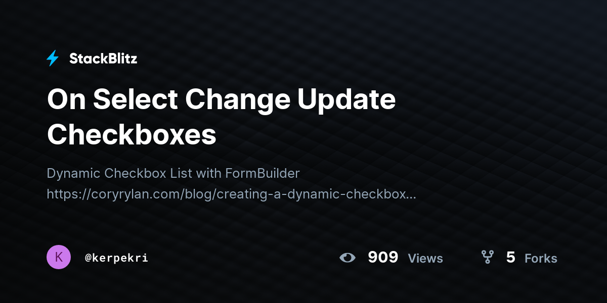 On Select Change Update Checkboxes - StackBlitz