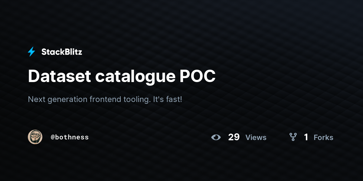 Dataset catalogue POC - StackBlitz