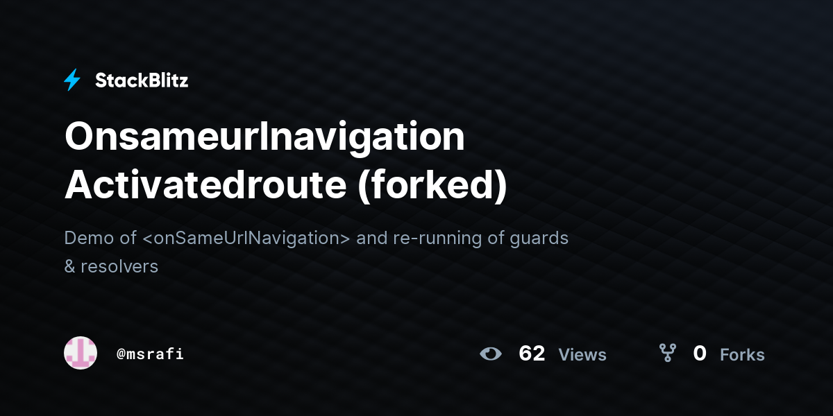 Onsameurlnavigation Activatedroute (forked) - StackBlitz