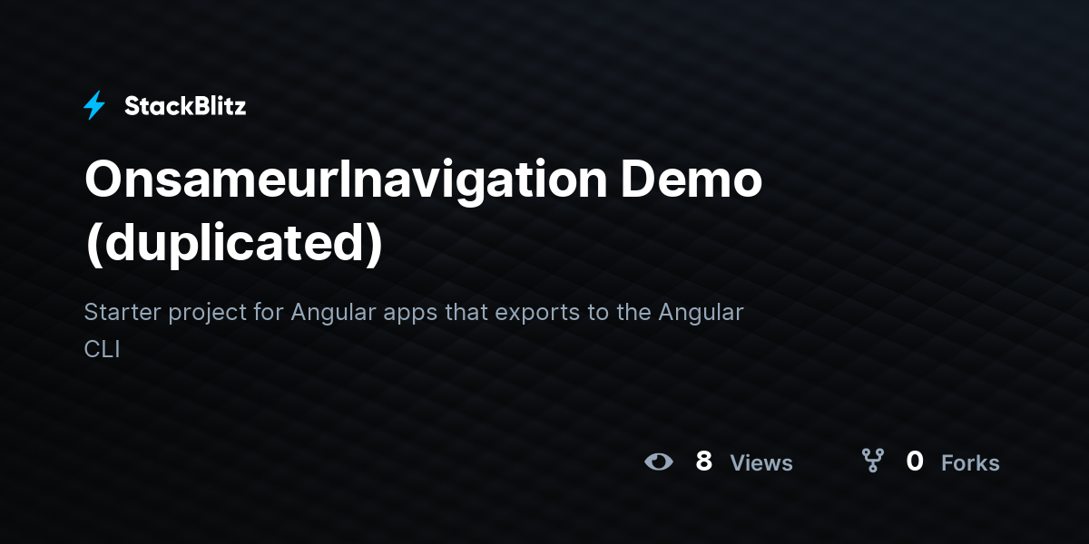 Onsameurlnavigation Demo (duplicated) - StackBlitz