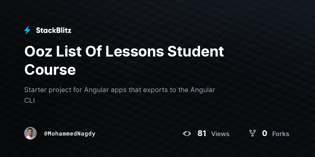 Ooz List Of Lessons Student Course - StackBlitz