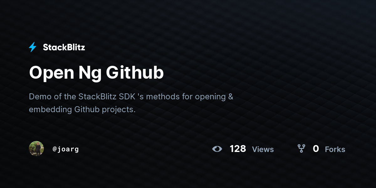 Open Ng Github - StackBlitz