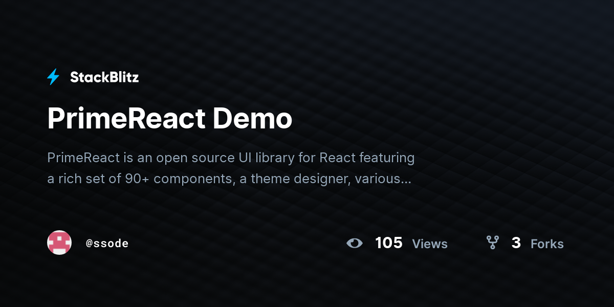 PrimeReact Demo - StackBlitz