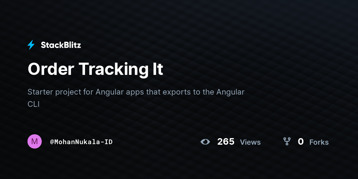 Order Tracking It - StackBlitz