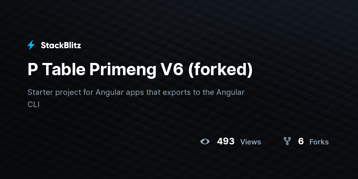 P Table Primeng V6 (forked) - StackBlitz