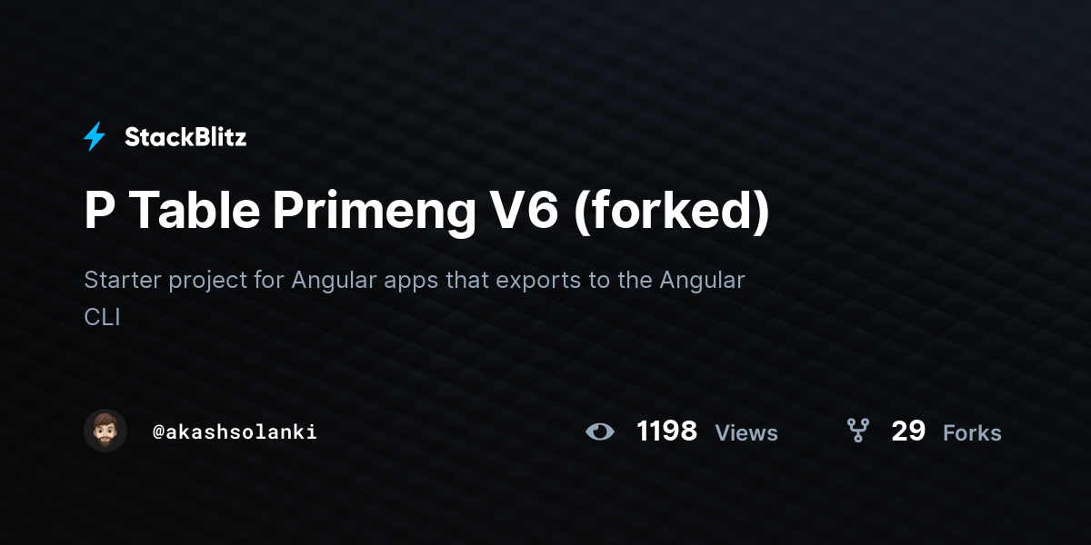 P Table Primeng V6 (forked) - StackBlitz