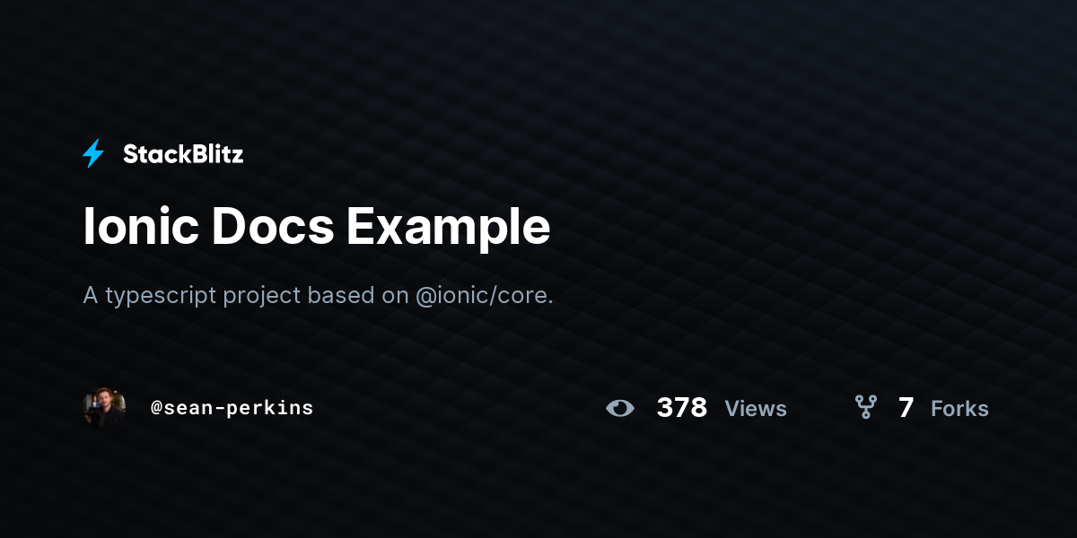 Ionic Docs Example - StackBlitz