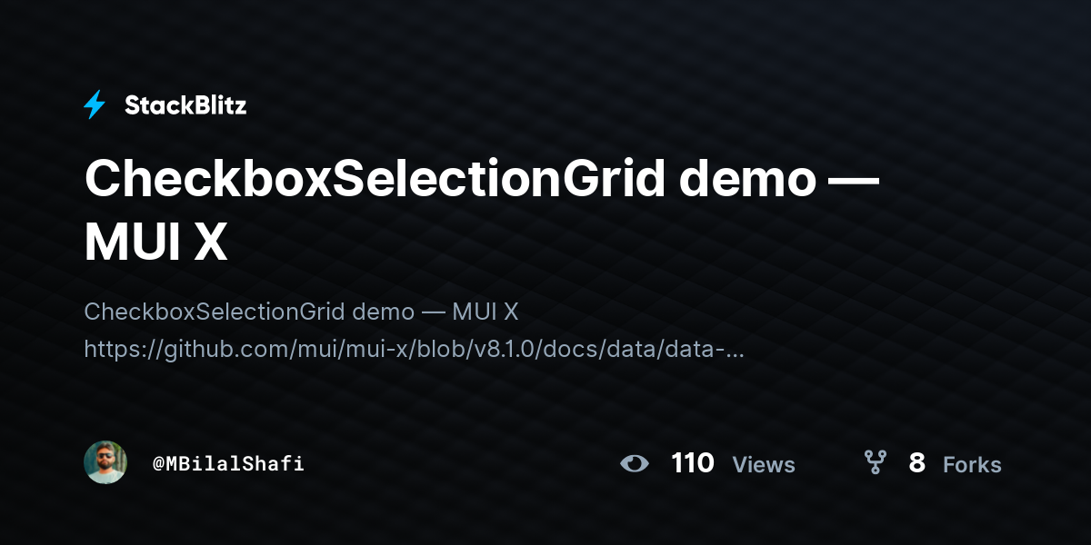 CheckboxSelectionGrid demo — MUI X - StackBlitz
