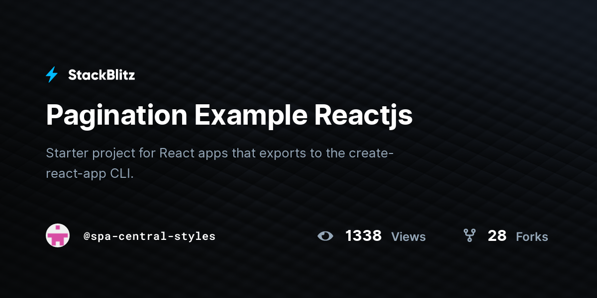 Pagination Example Reactjs - StackBlitz