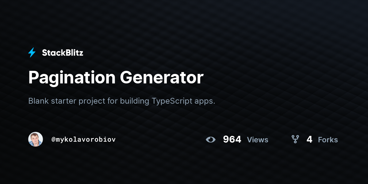 Pagination Generator - StackBlitz