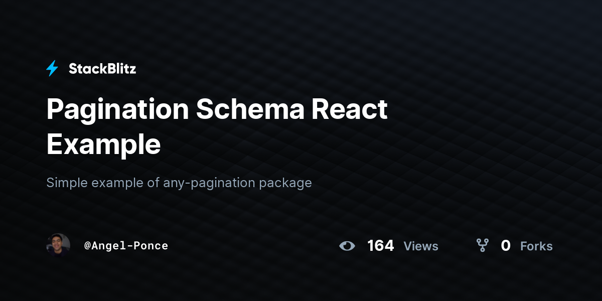 Pagination Schema React Example - StackBlitz